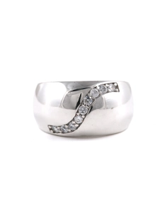 Bague contemporaine en argent 925 sertie de zirconiums - - 1