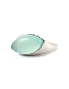 Bague Années 70 en argent 925 sertie d'une calcédoine - - 2