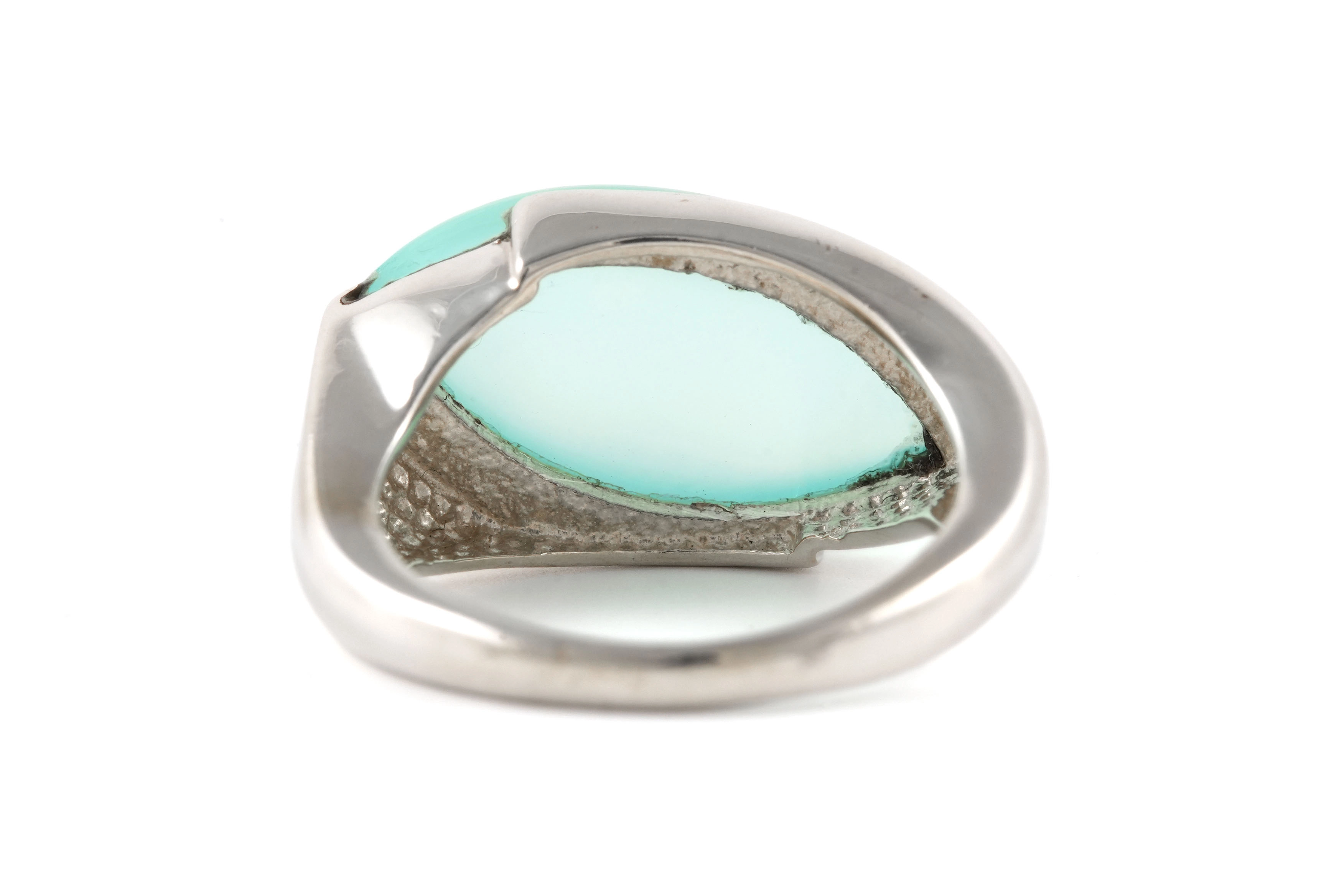 Bague Années 70 en argent 925 sertie d'une calcédoine - - 4