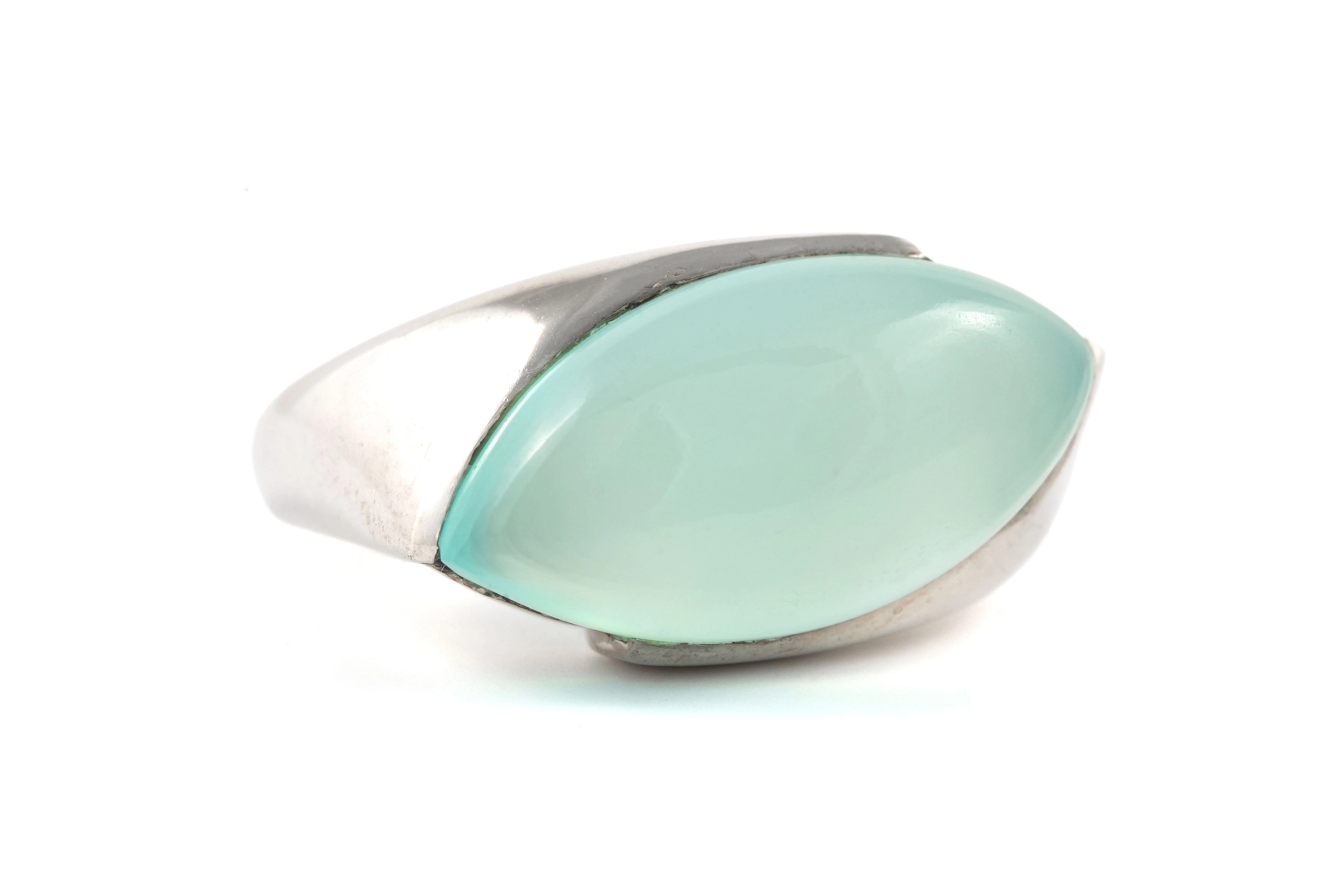 Bague Années 70 en argent 925 sertie d'une calcédoine - - 6