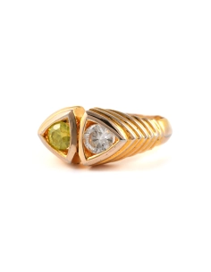 Bague contemporaine en vermeil (argent 925) sertie de zirconiums - - 2