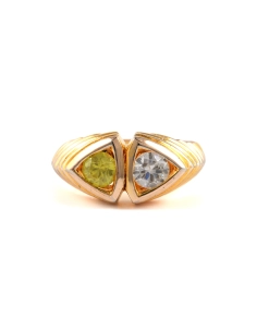 Bague contemporaine en vermeil (argent 925) sertie de zirconiums - - 1