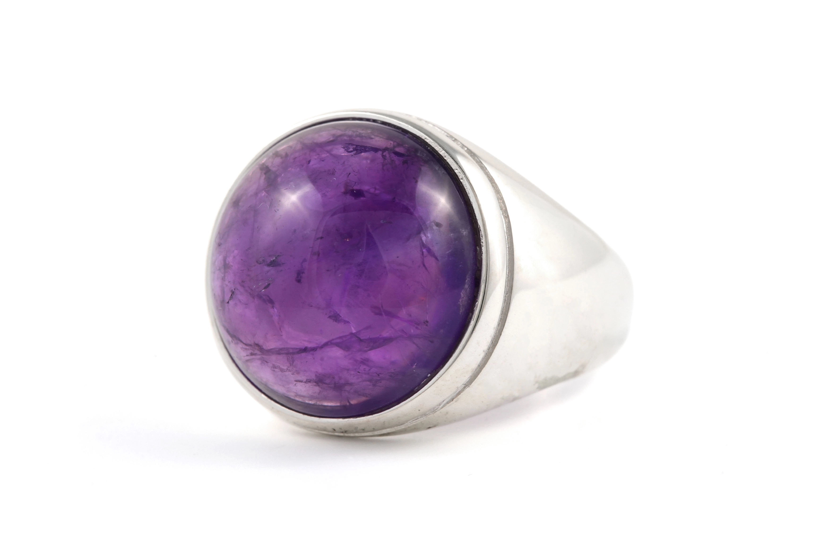 Bague Années 70 en argent 925 sertie d'une améthyste - - 2
