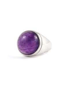 Bague Années 70 en argent 925 sertie d'une améthyste - - 2
