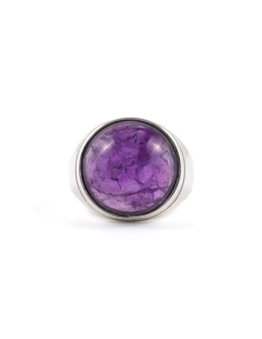 Bague Années 70 en argent 925 sertie d'une améthyste - - 1