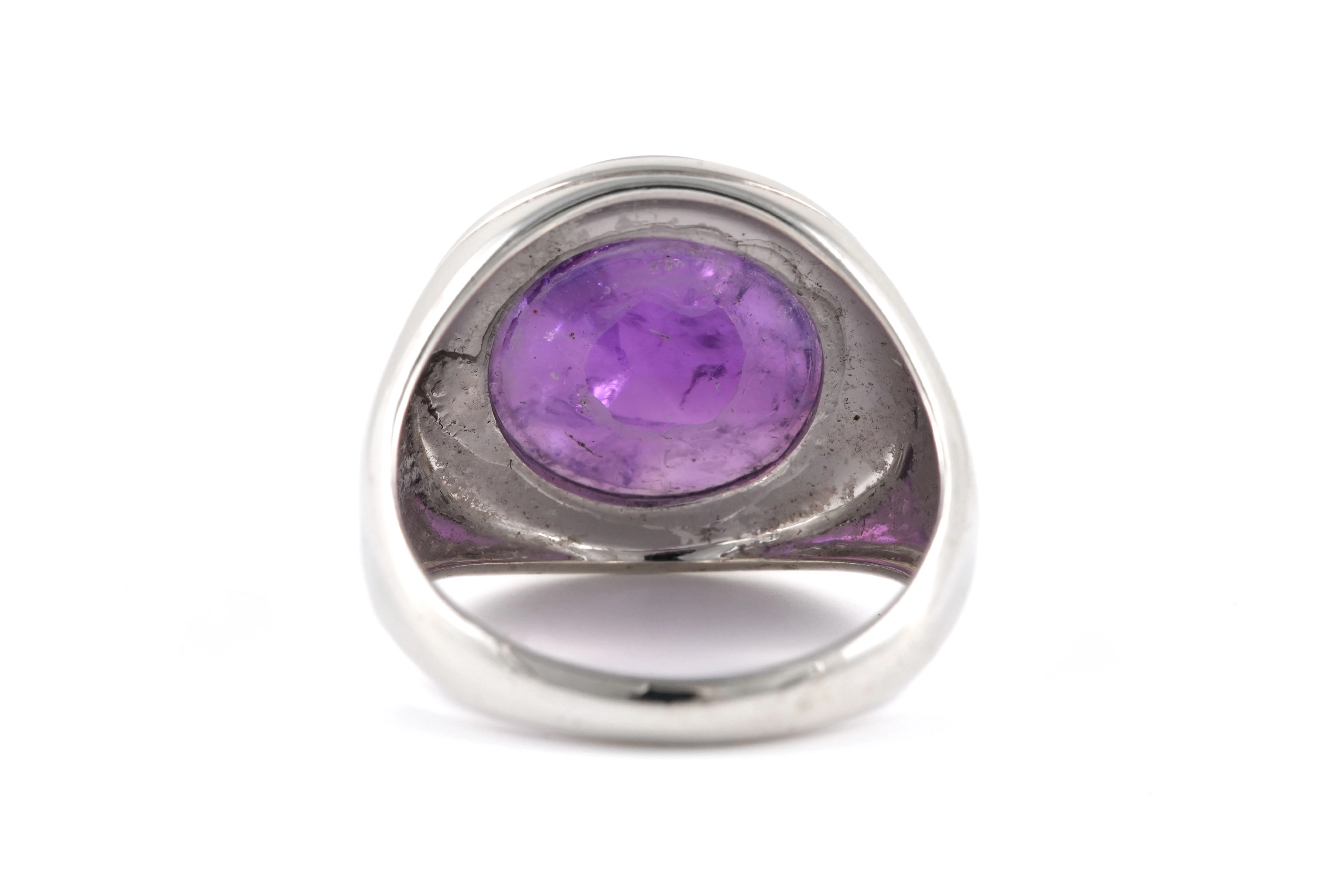 Bague Années 70 en argent 925 sertie d'une améthyste - - 4