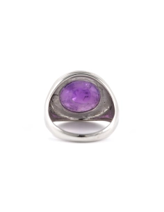 Bague Années 70 en argent 925 sertie d'une améthyste - - 4