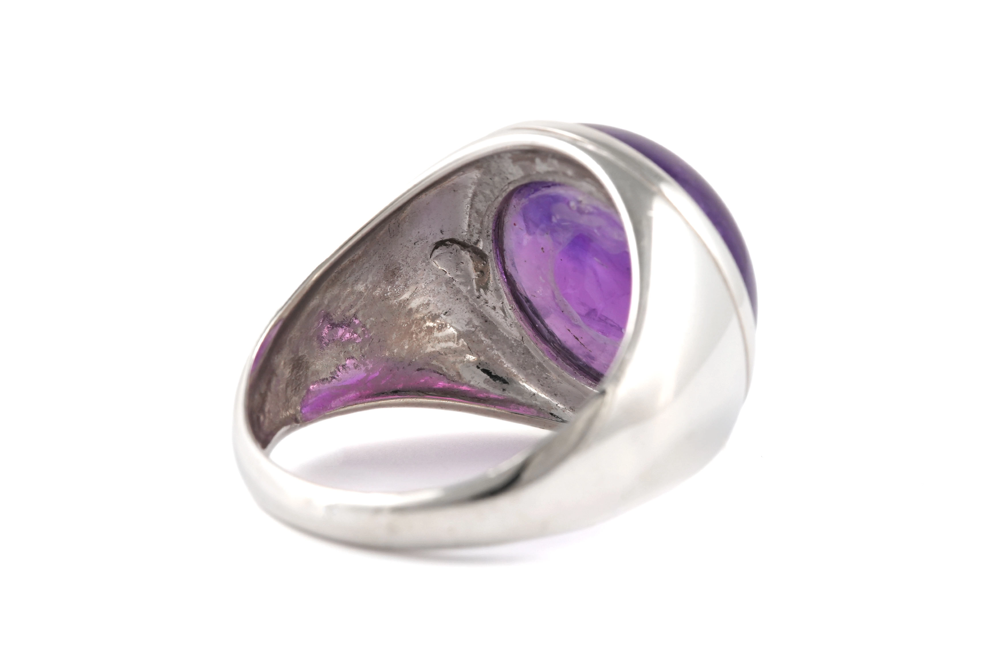 Bague Années 70 en argent 925 sertie d'une améthyste - - 5