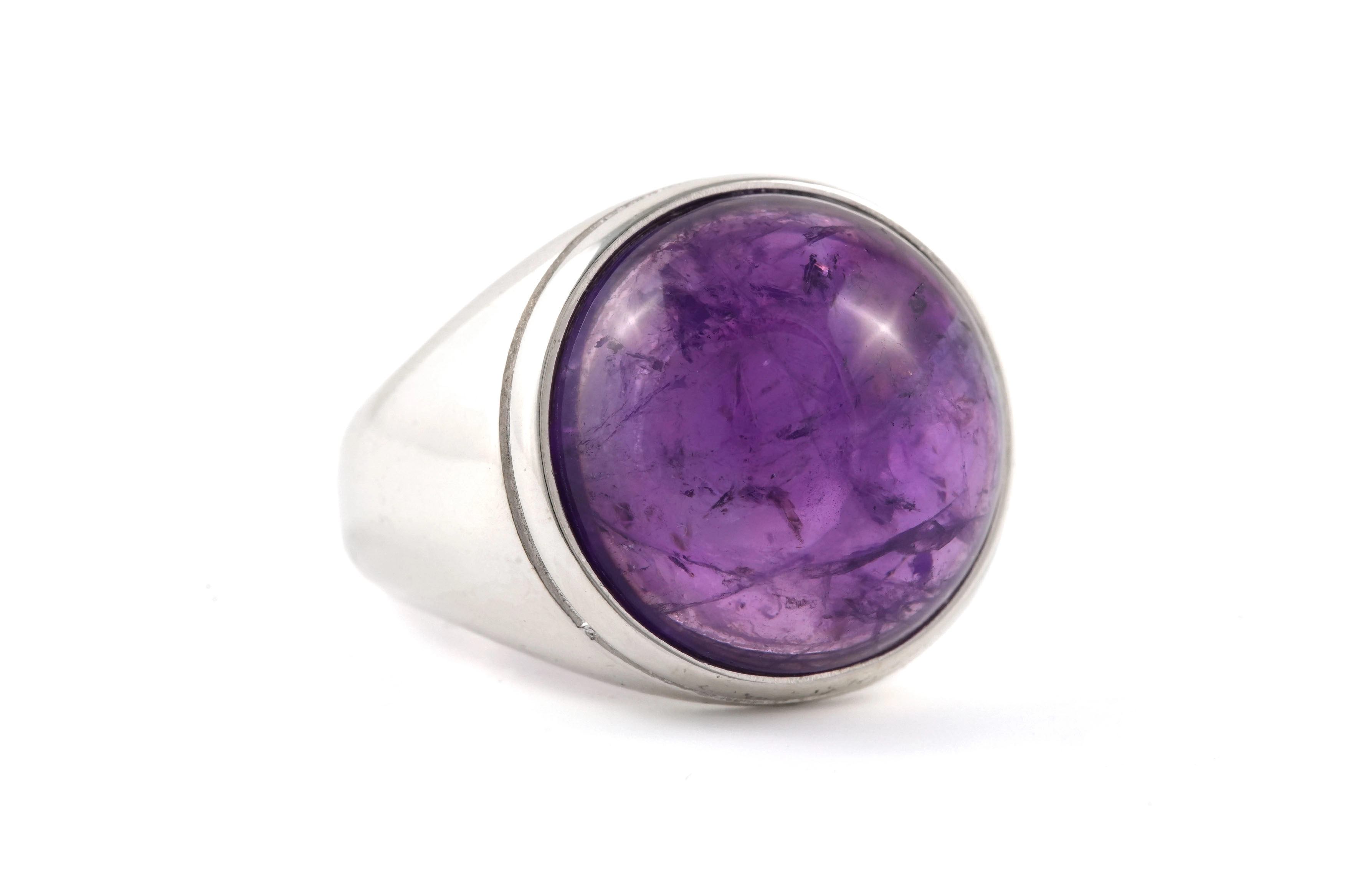Bague Années 70 en argent 925 sertie d'une améthyste - - 6
