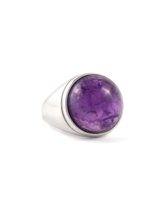Bague Années 70 en argent 925 sertie d'une améthyste - - 6