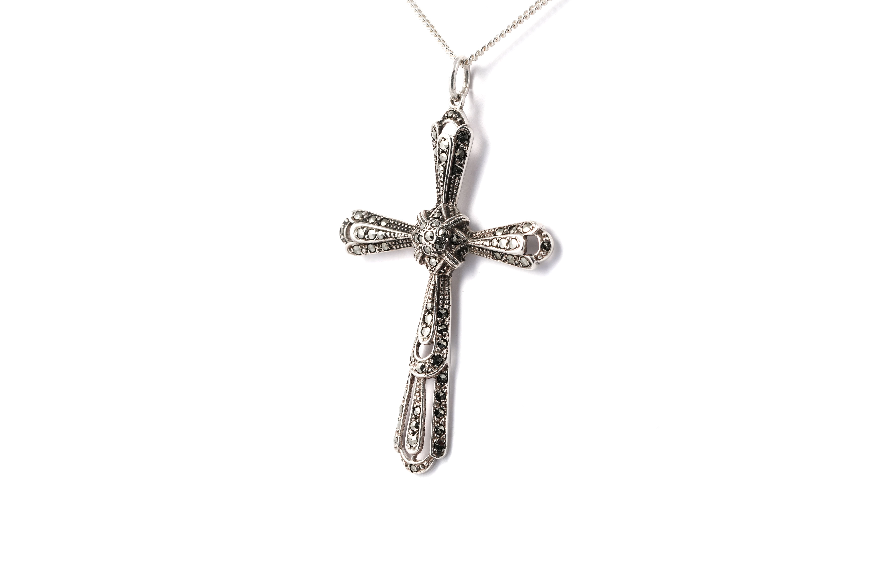 Pendentif Art Déco en argent serti de marcassites - - 2