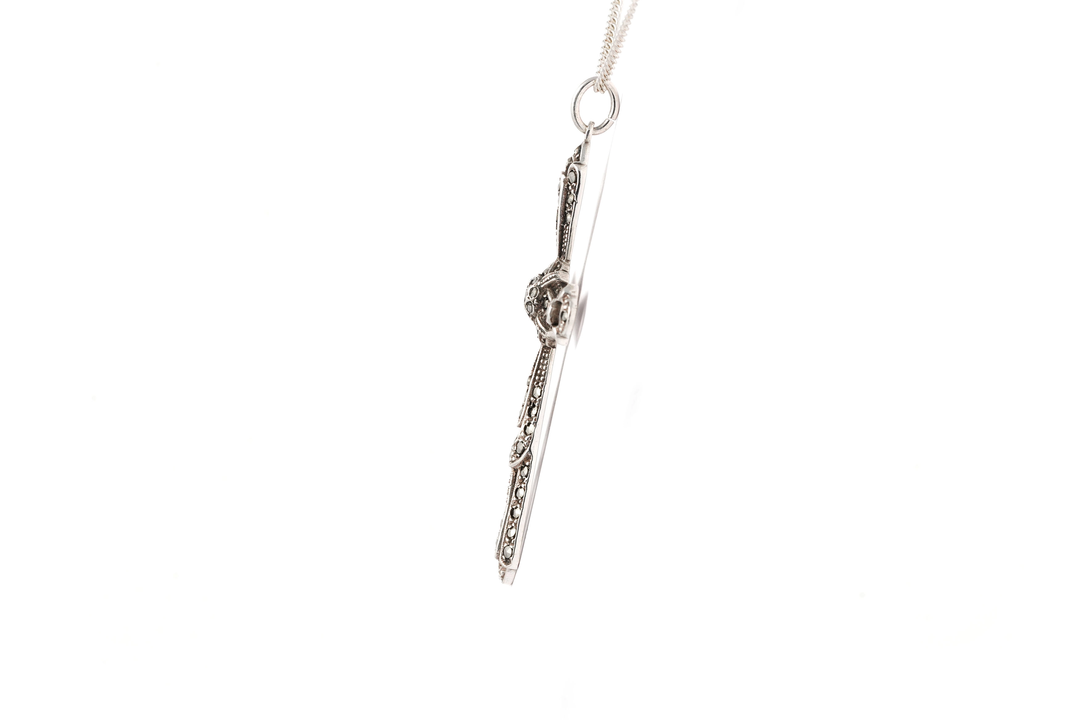 Pendentif Art Déco en argent serti de marcassites - - 3