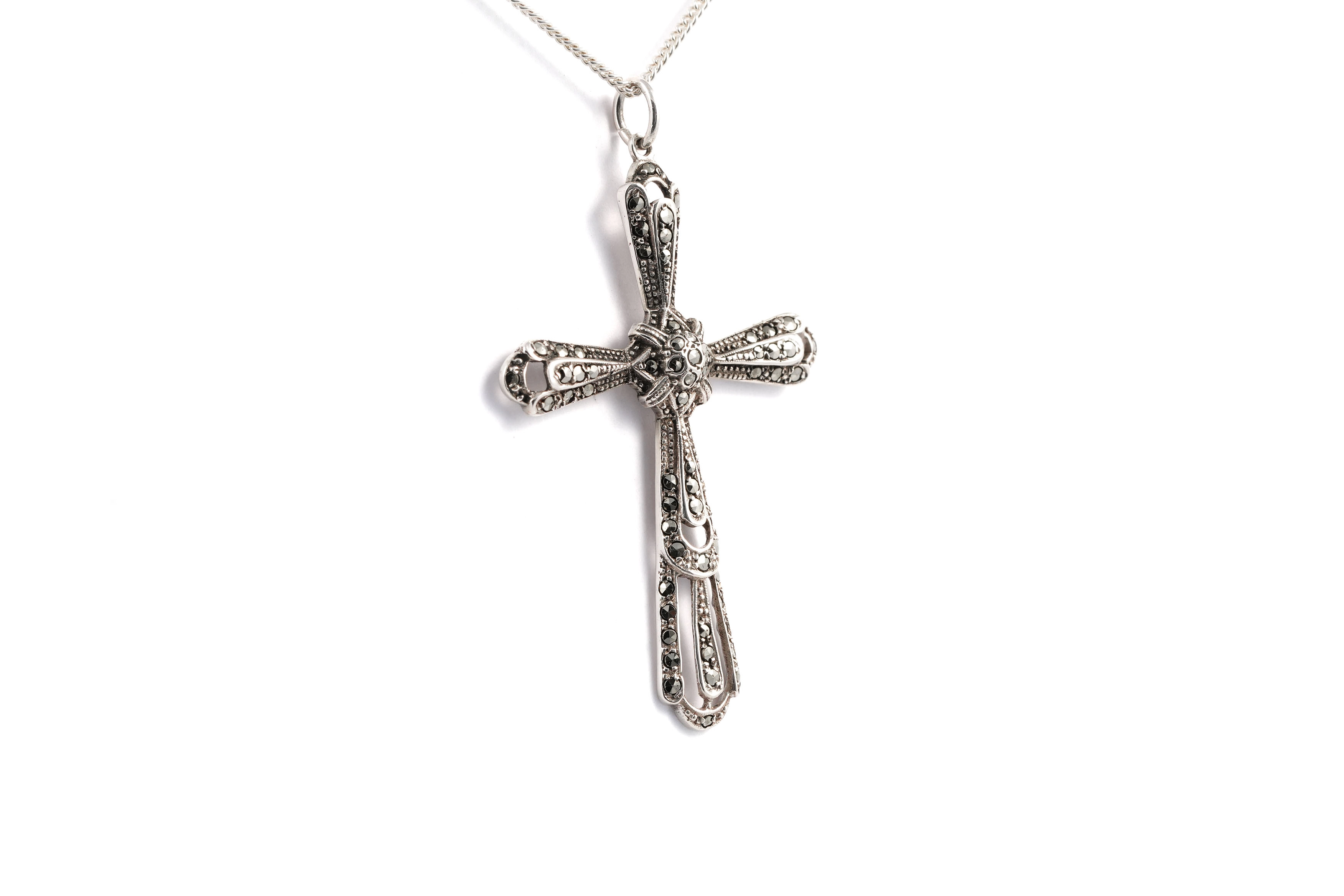 Pendentif Art Déco en argent serti de marcassites - - 4
