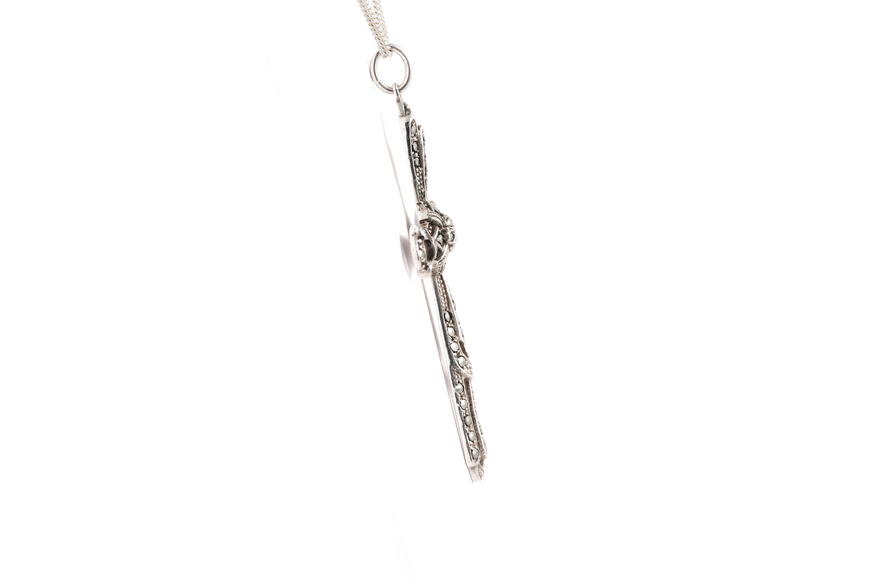 Pendentif Art Déco en argent serti de marcassites - - 5