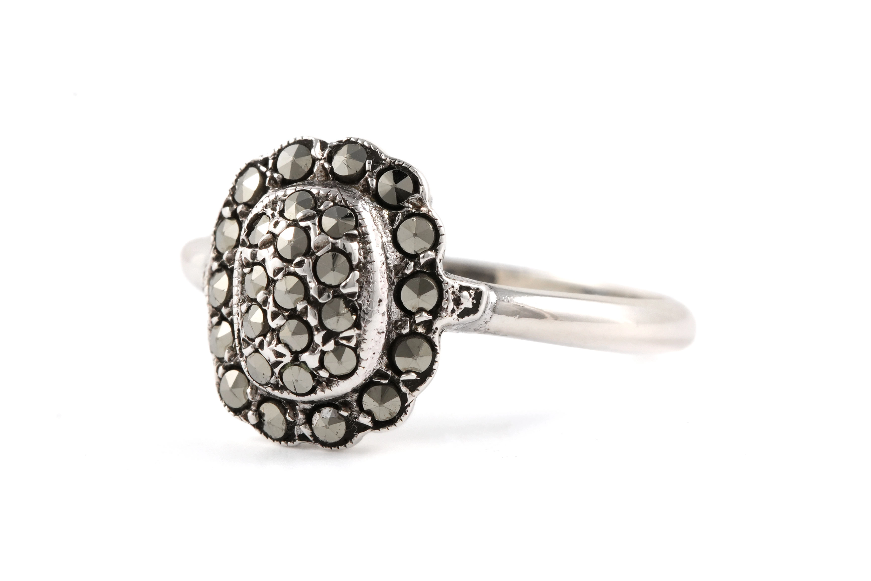 Bague Art Déco en argent 835 sertie de marcassites - - 2