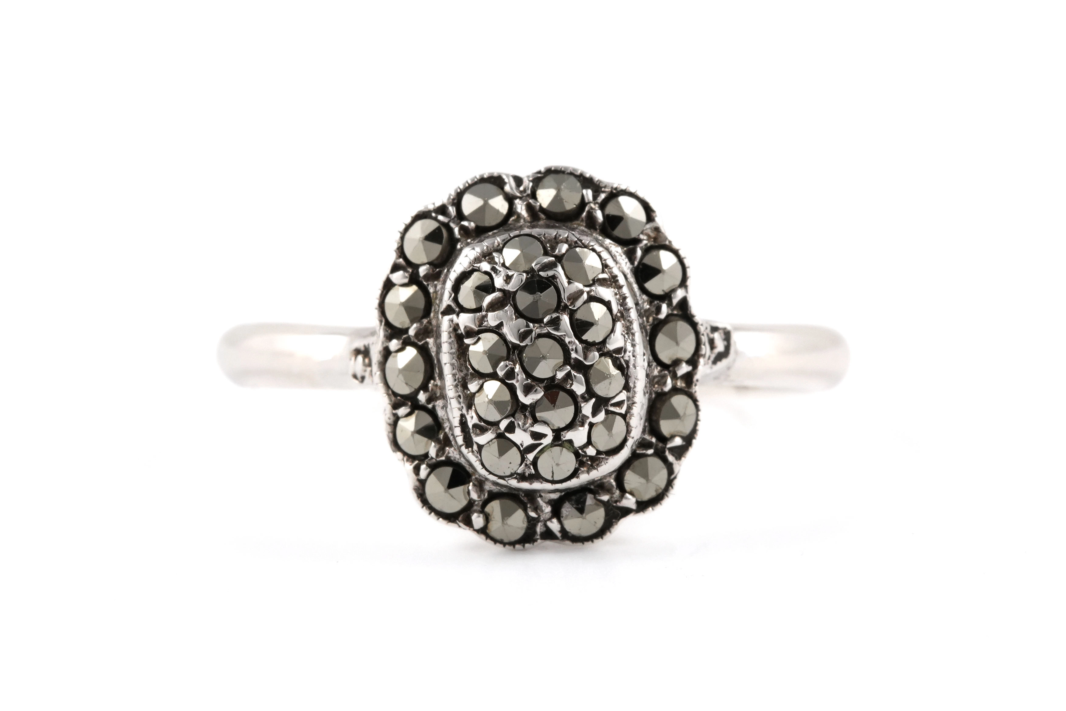 Bague Art Déco en argent 835 sertie de marcassites - - 1