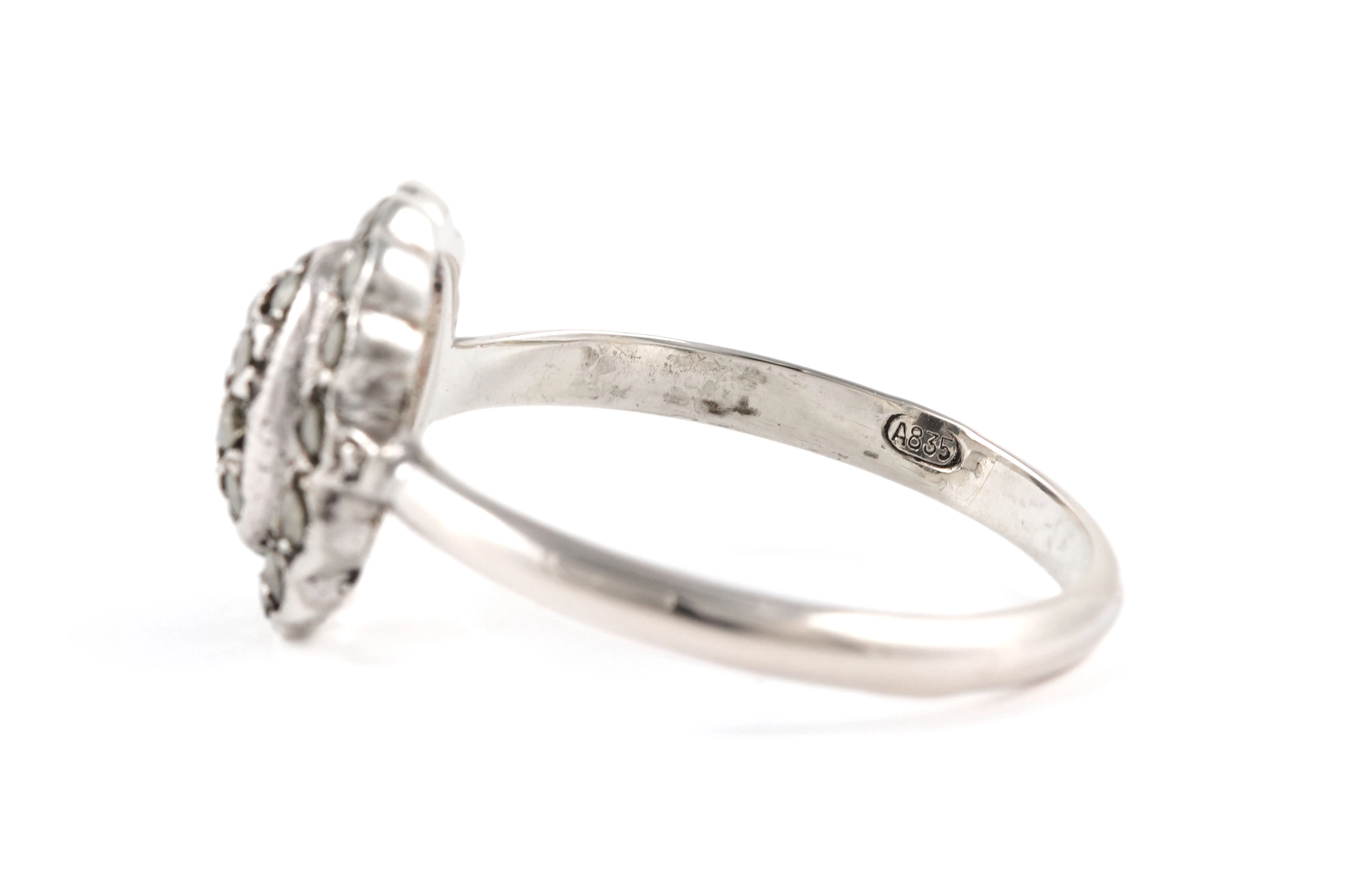 Bague Art Déco en argent 835 sertie de marcassites - - 4