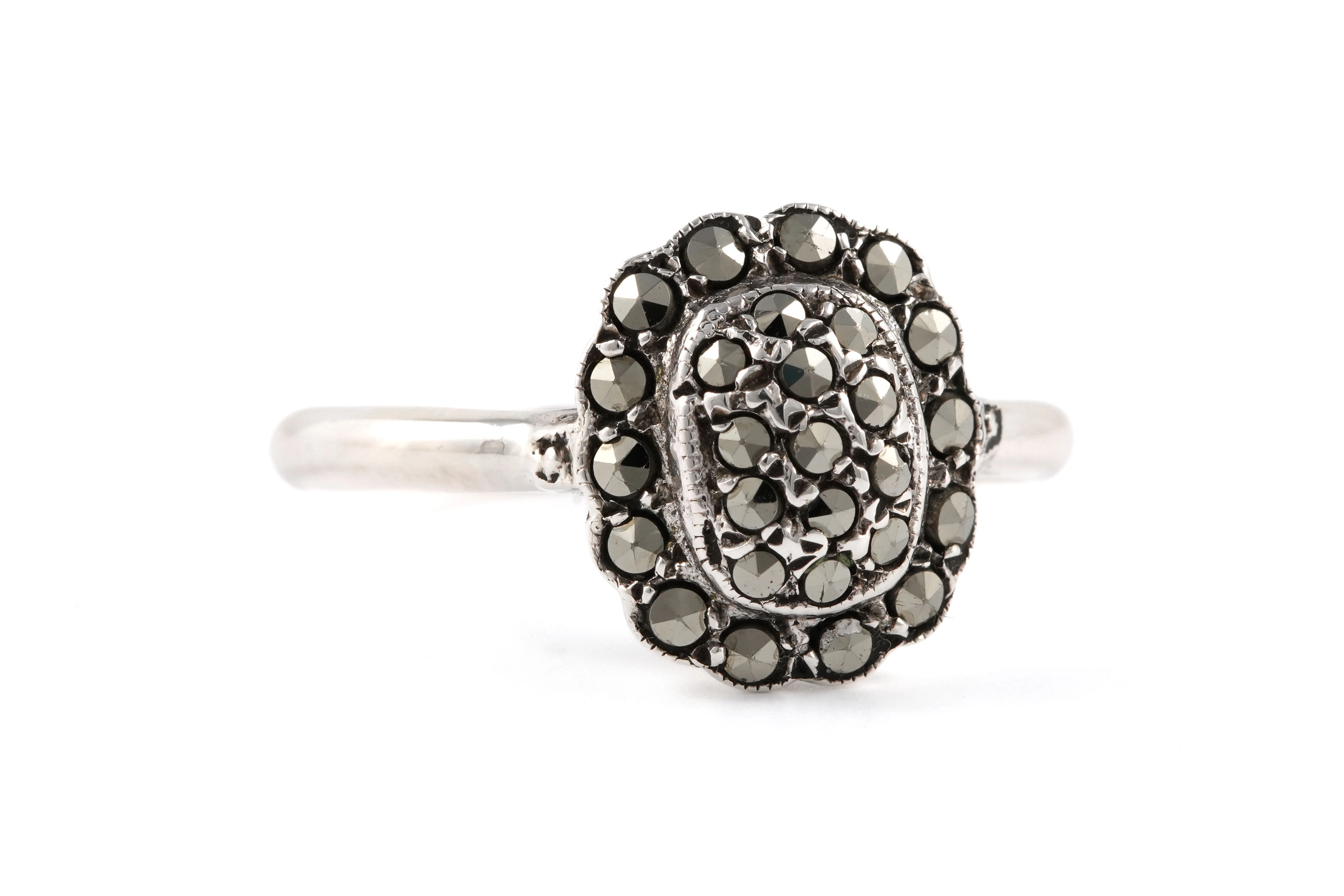 Bague Art Déco en argent 835 sertie de marcassites - - 7