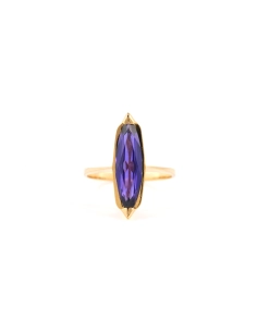 Bague contemporaine en or jaune 18 carats sertie d''une améthyste - - 1