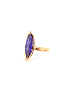 Bague contemporaine en or jaune 18 carats sertie d''une améthyste - - 2