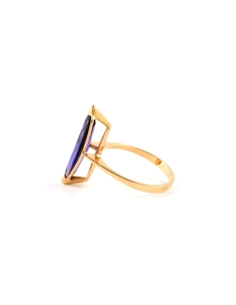 Bague contemporaine en or jaune 18 carats sertie d''une améthyste - - 3