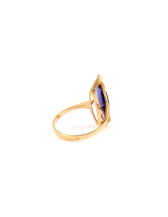 Bague contemporaine en or jaune 18 carats sertie d''une améthyste - - 5