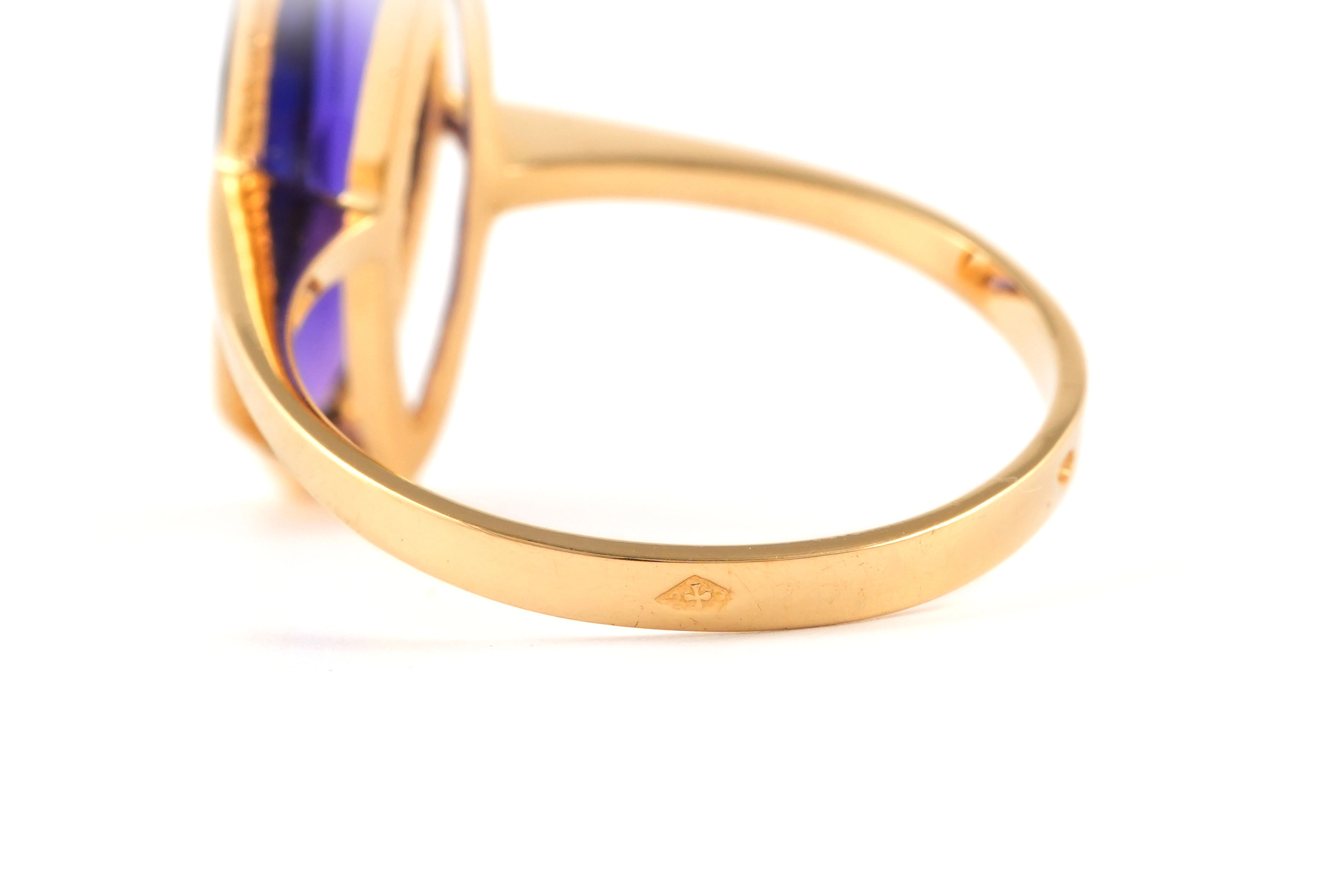 Bague contemporaine en or jaune 18 carats sertie d''une améthyste - - 7