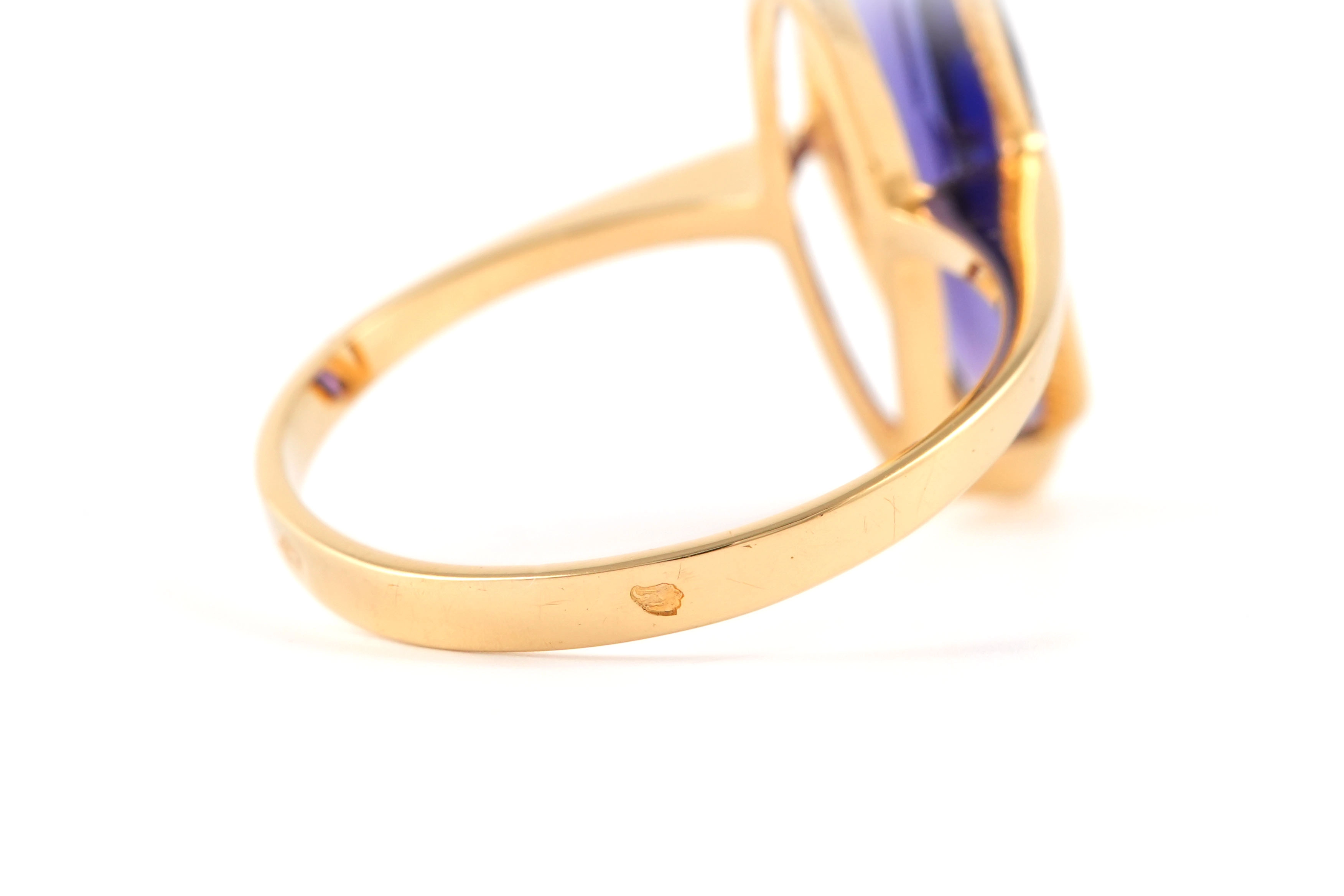 Bague contemporaine en or jaune 18 carats sertie d''une améthyste - - 8