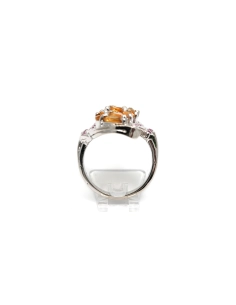 Bague contemporaine en argent 925 sertie de citrine et de rubis - - 4