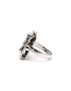 Bague contemporaine (style Art Déco) en or blanc 18 carats sertie de diamants taille "brillant" (+-3.20ct) - - 3