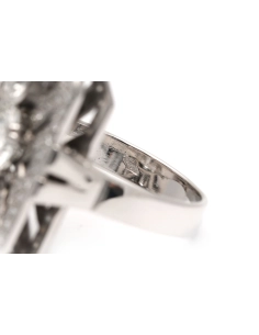 Bague contemporaine (style Art Déco) en or blanc 18 carats sertie de diamants taille "brillant" (+-3.20ct) - - 4