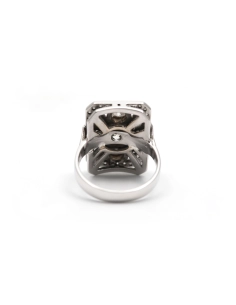 Bague contemporaine (style Art Déco) en or blanc 18 carats sertie de diamants taille "brillant" (+-3.20ct) - - 5