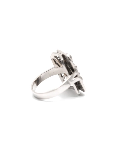 Bague contemporaine (style Art Déco) en or blanc 18 carats sertie de diamants taille "brillant" (+-3.20ct) - - 6