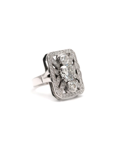 Bague contemporaine (style Art Déco) en or blanc 18 carats sertie de diamants taille "brillant" (+-3.20ct) - - 7