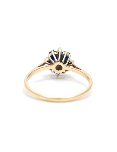 Bague contemporaine en or jaune 9 carats sertie de saphirs et de diamants taille "brillant" (+-0.12ct) - - 5