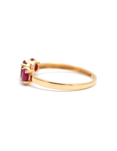Bague contemporaine en or jaune 18 carats sertie de rubis et de diamants taille "brillant" (+-0.028ct) - - 3