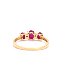 Bague contemporaine en or jaune 18 carats sertie de rubis et de diamants taille "brillant" (+-0.028ct) - - 4