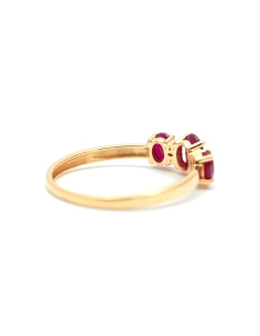 Bague contemporaine en or jaune 18 carats sertie de rubis et de diamants taille "brillant" (+-0.028ct) - - 5