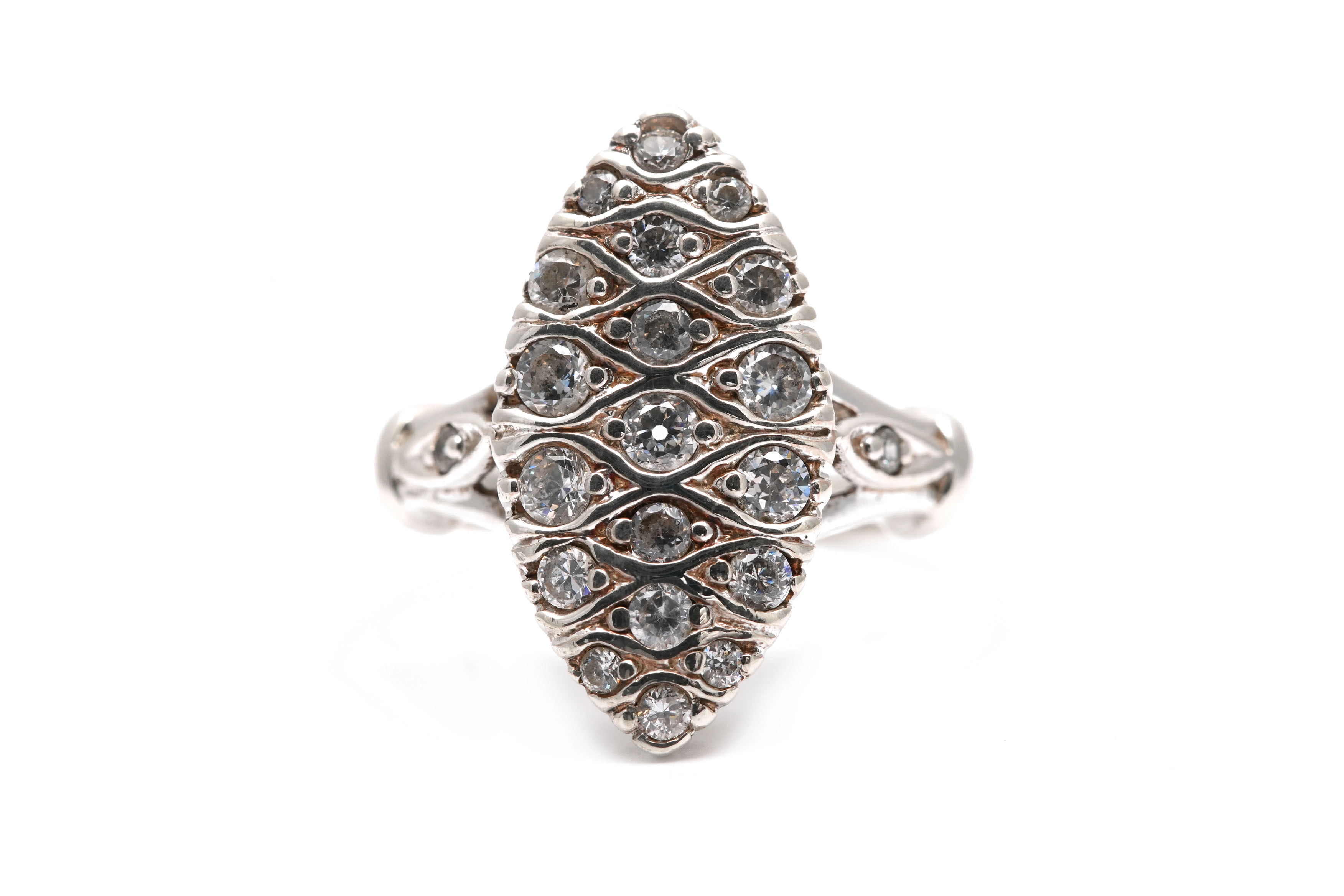 Bague contemporaine en argent 925 sertie de zirconiums -  - 1