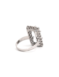 Bague Art Déco en or blanc 18 carats sertie d'une aigue marine - - 5