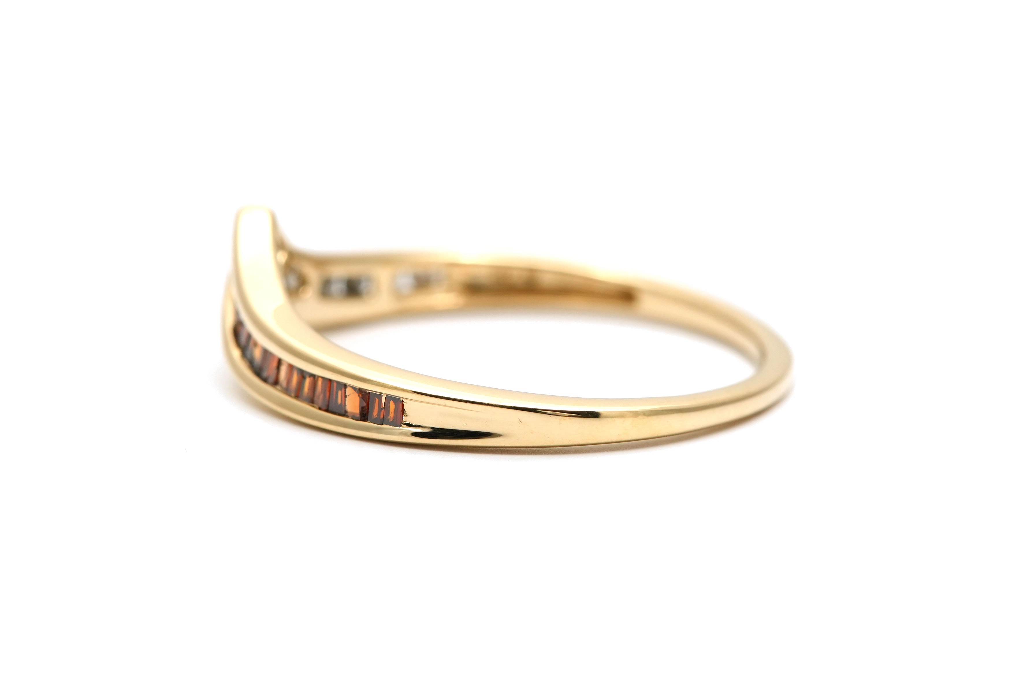 Bague contemporaine en or jaune 9 carats sertie de diamants taille "8/8" et "baguette" - - 3