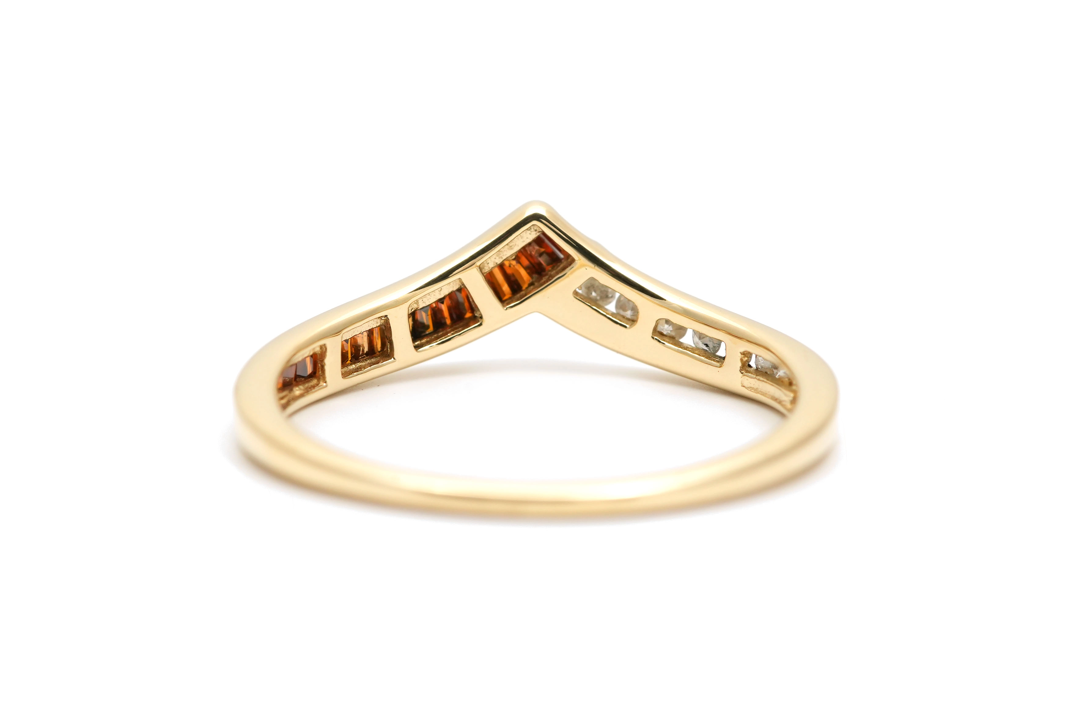 Bague contemporaine en or jaune 9 carats sertie de diamants taille "8/8" et "baguette" - - 4