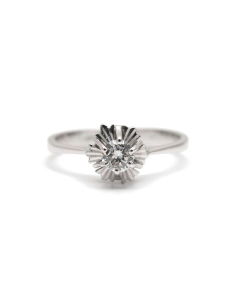 Bague Art Déco en or blanc 18 carats sertie d'un diamant taille "brillant" (+-0.25ct) - - 1