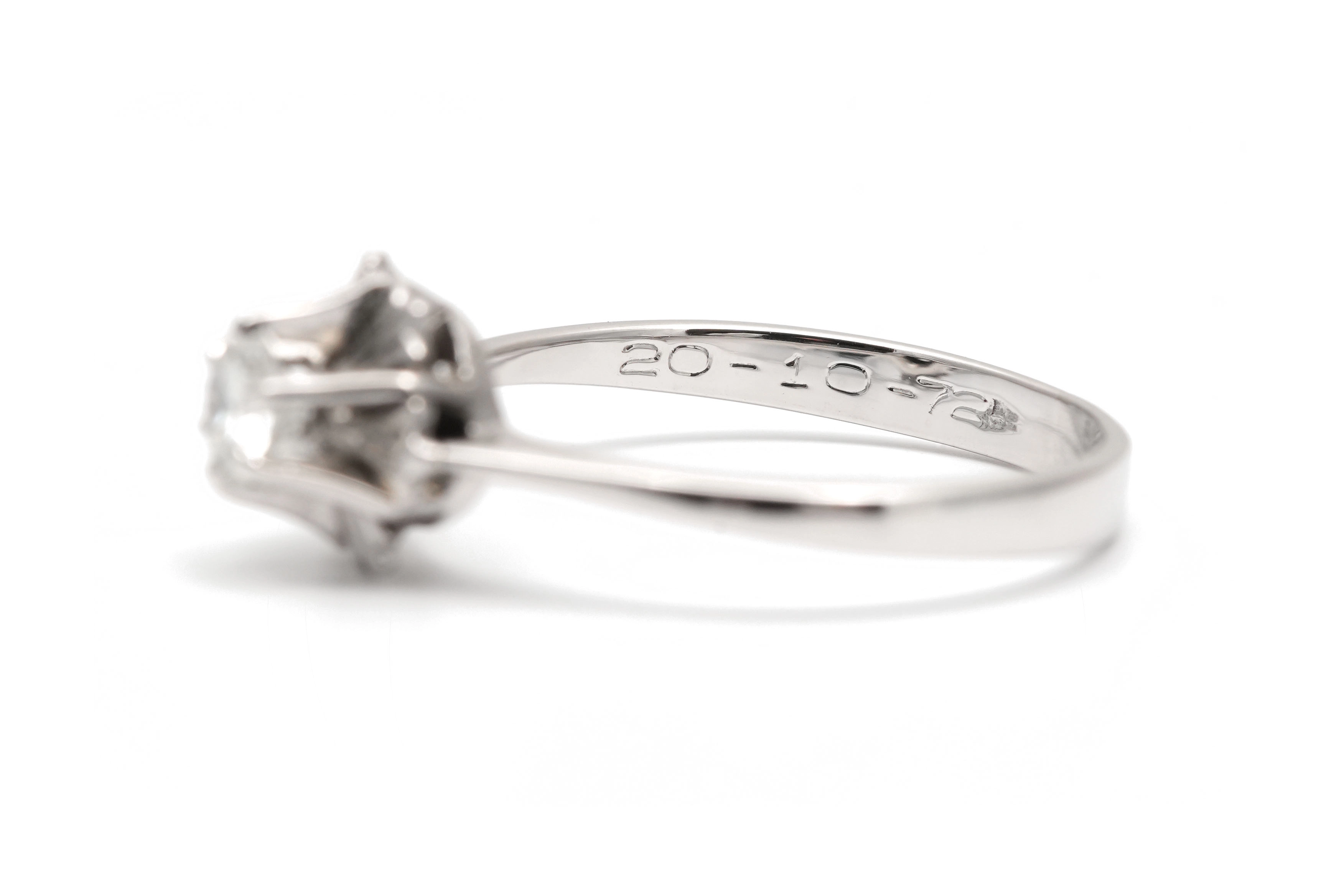 Bague Art Déco en or blanc 18 carats sertie d'un diamant taille "brillant" (+-0.25ct) - - 4