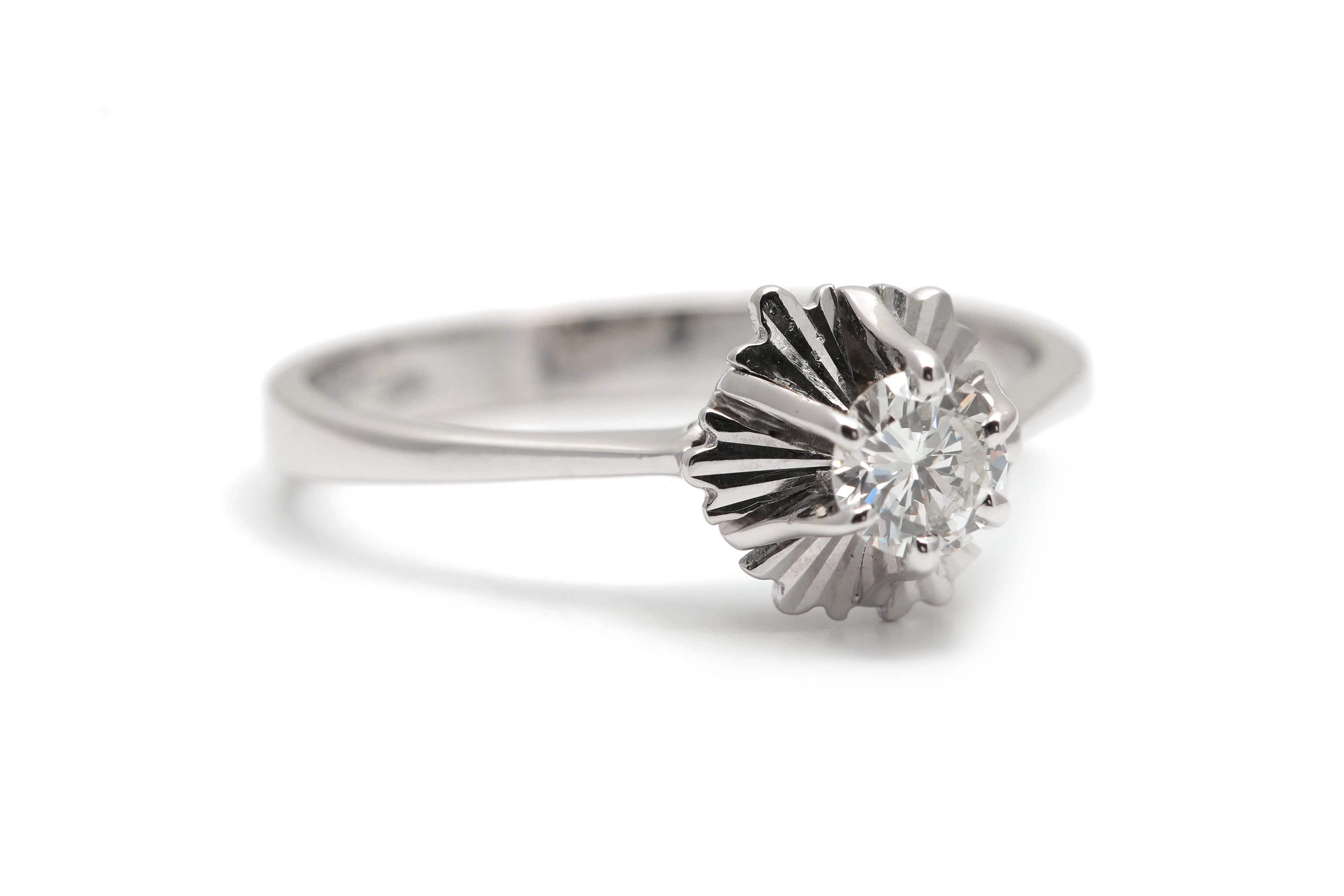 Bague Art Déco en or blanc 18 carats sertie d'un diamant taille "brillant" (+-0.25ct) - - 7