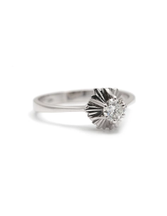 Bague Art Déco en or blanc 18 carats sertie d'un diamant taille "brillant" (+-0.25ct) - - 7