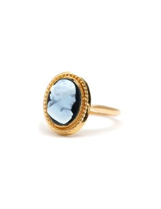 Bague Années 50 en or jaune 18 carats sertie d'un camée en agate - - 2