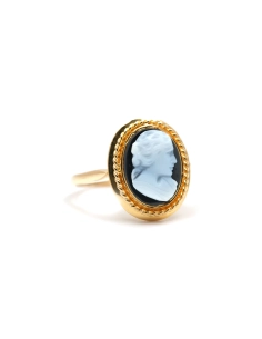 Bague Années 50 en or jaune 18 carats sertie d'un camée en agate - - 6