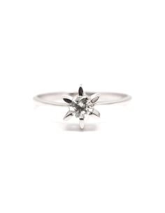 Bague Années 70 en or blanc 18 carats sertie d'un diamant taille "brillant" (+-0.40 ct) - - 1