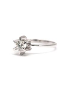 Bague Années 70 en or blanc 18 carats sertie d'un diamant taille "brillant" (+-0.40 ct) - - 2
